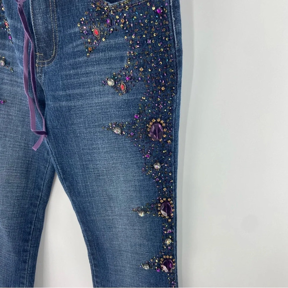 Rinascimento Italian Designer Rhinestone Denim Jeans Size 28 Small - Picture 4 of 13